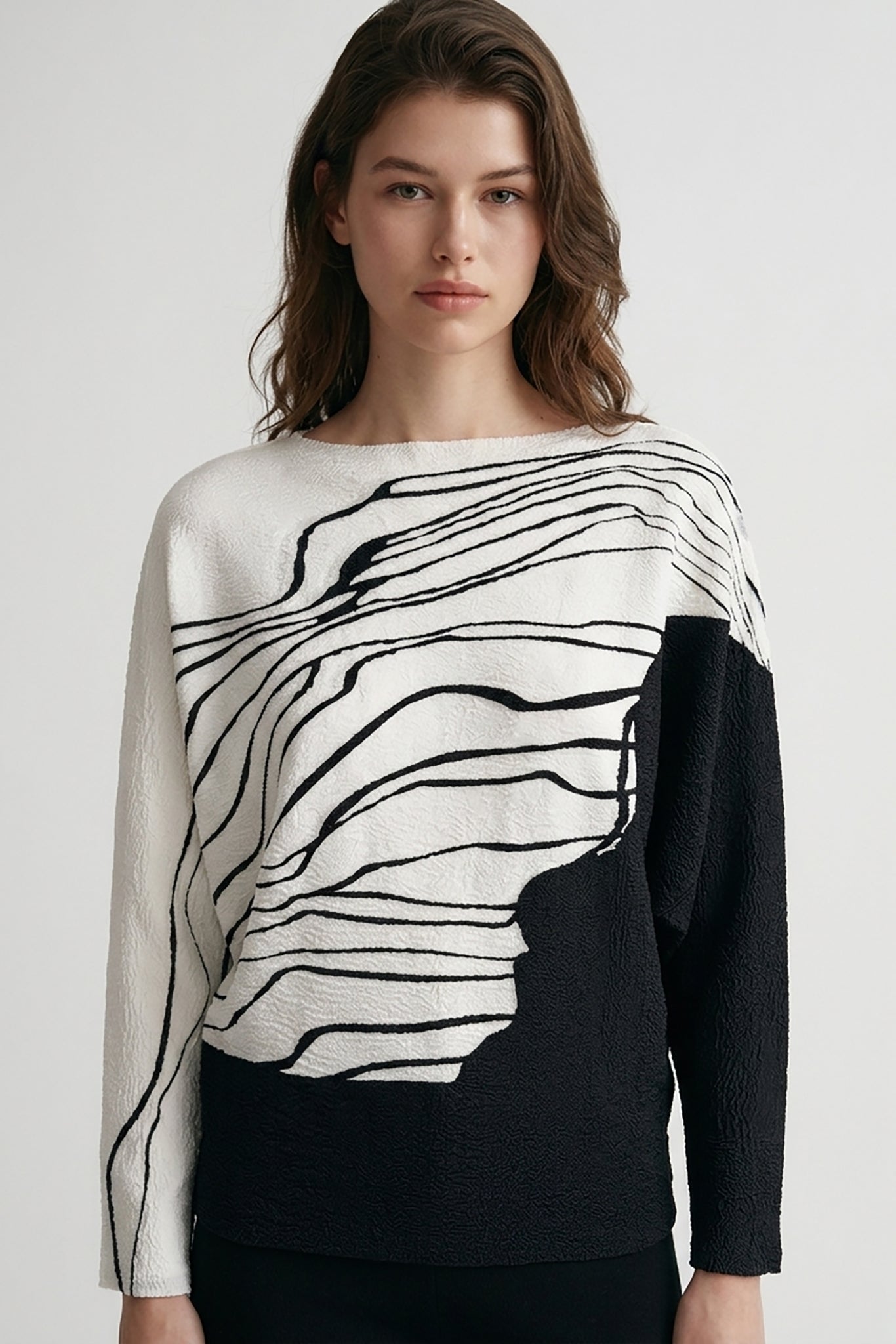 Amellia River Print Top by Wild Cosmos in Black Mix