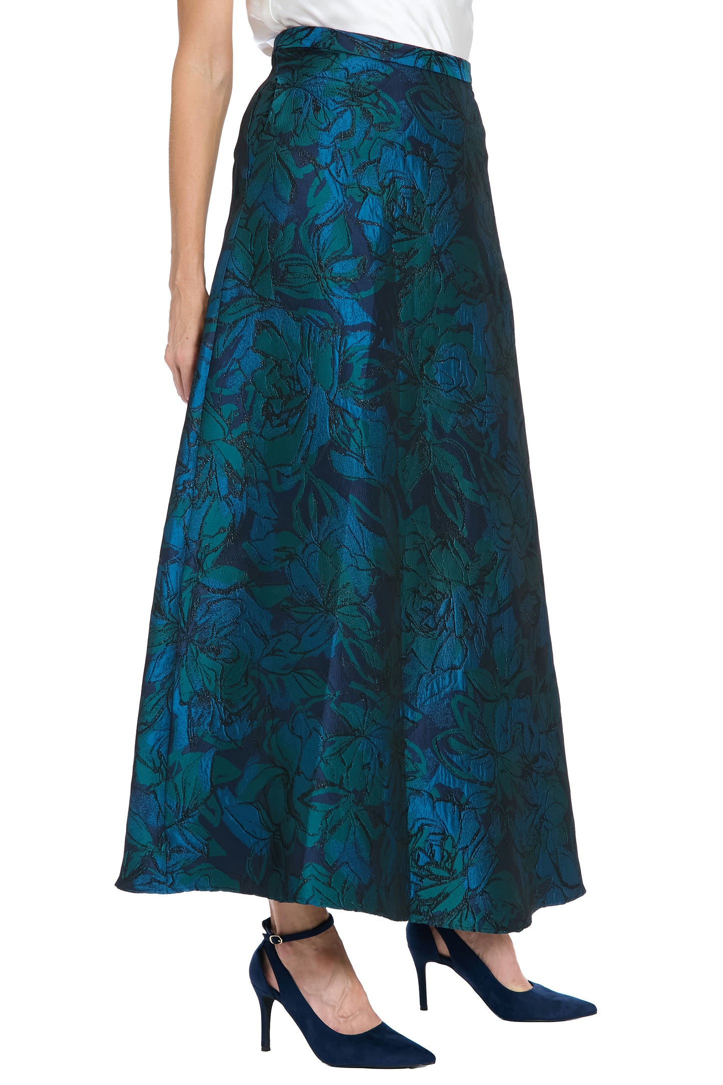 Brocade Jacquard Ball Gown Skirt by Muse in Ocean Blue