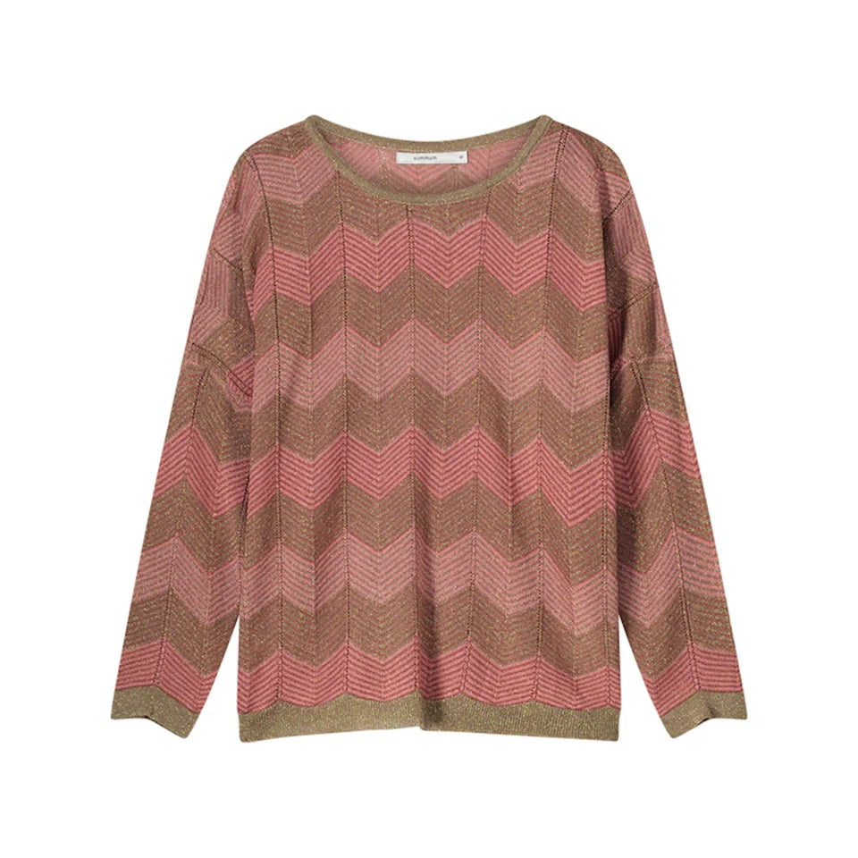 Boat Neck Sweater by Summum in Bright Coral
