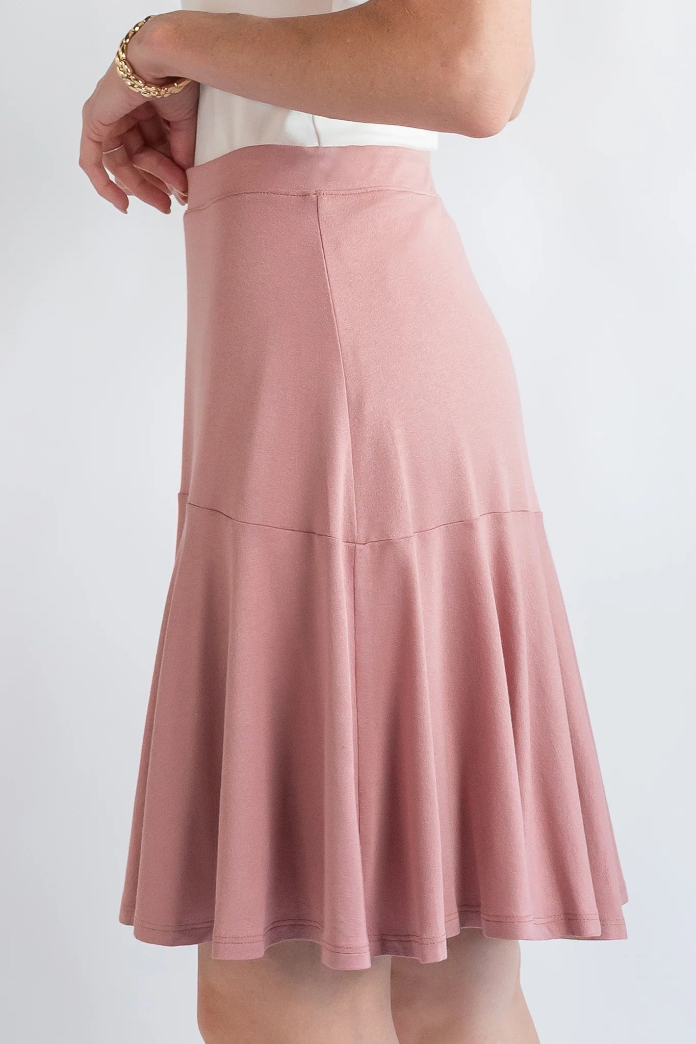 Knit Crepe Wilder Skirt by Revir in Faded Rose