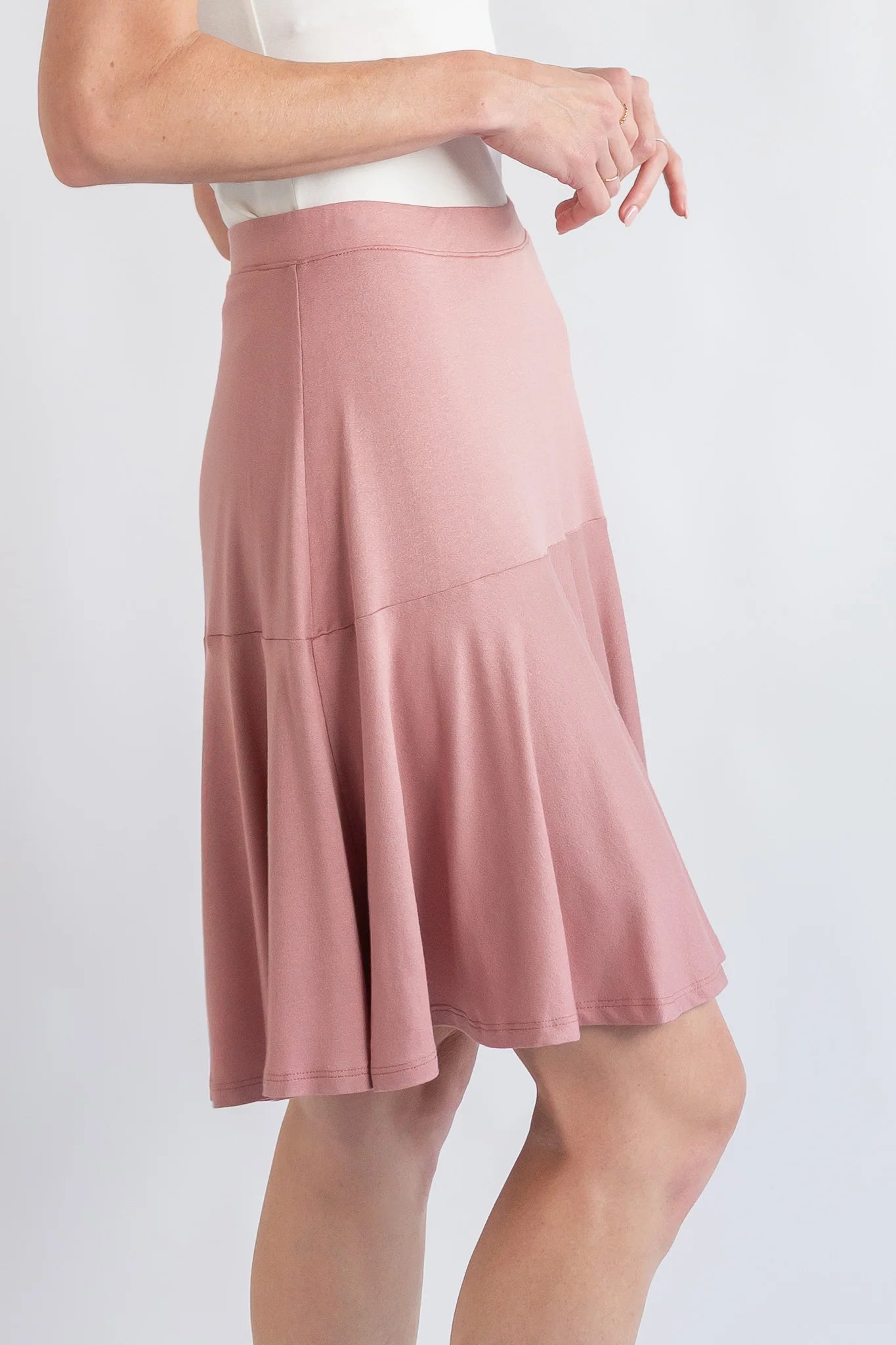 Knit Crepe Wilder Skirt by Revir in Faded Rose