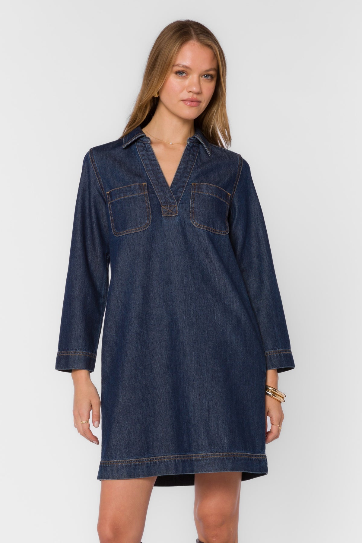 Emerie Long Sleeve Popover Dress by Velvet Heart in Deep