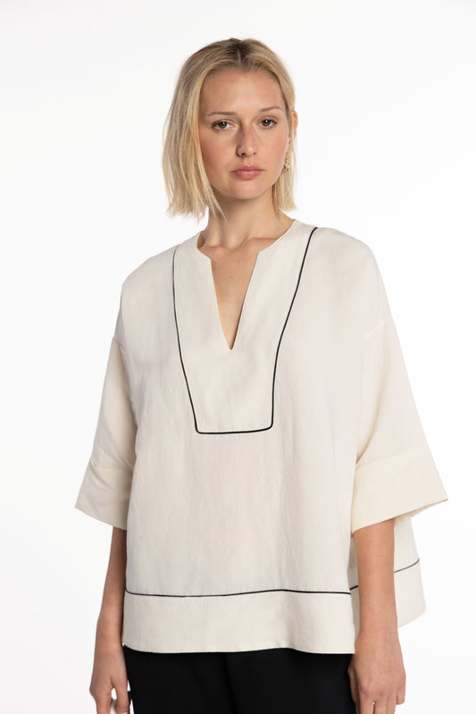 Blouse by Naulover in Cream and Black