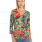 The Janie Favorite 3/4 Sleeve V-Neck Tee by Johnny Was in Carlina Scarf
