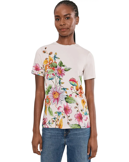 The Janie Favorite Short Sleeve Crew Neck Tee by Johnny Was in Orlaya