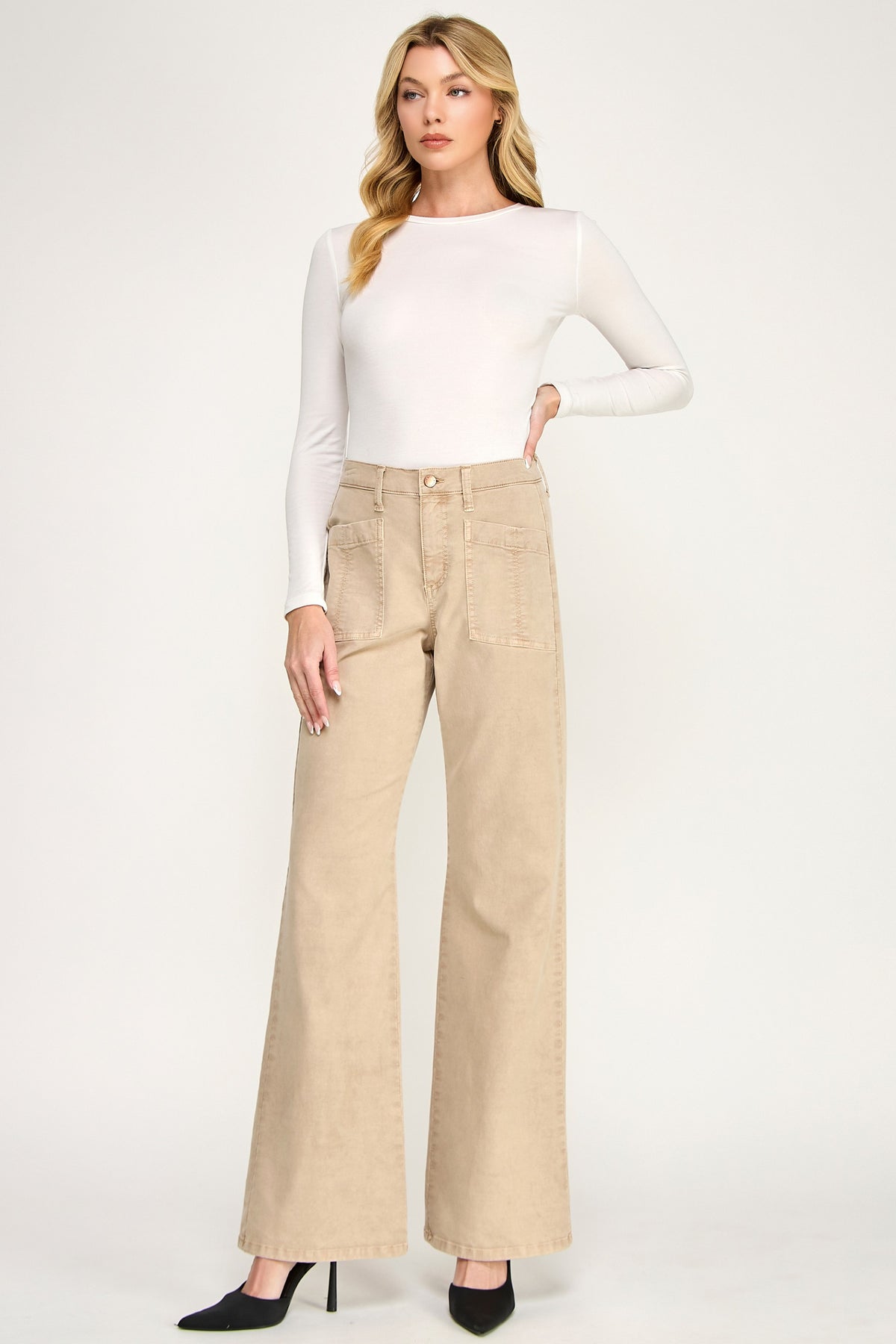 Sarah Pant by Level 99 in Sand