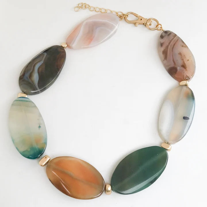 Oval Agate Necklace by Virtue Jewelry Design in Green
