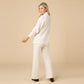 Marshmallow Rib Mock Neck with Long Pant by Softies in Almond