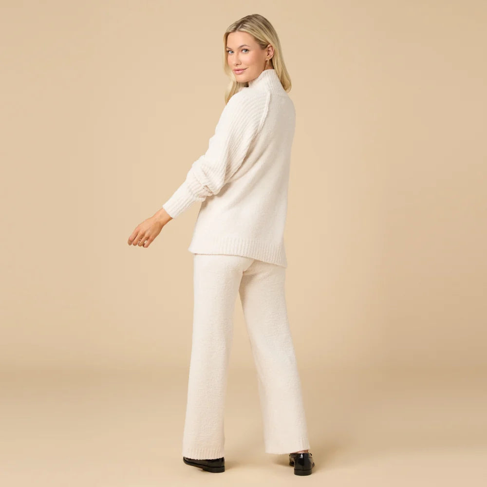 Marshmallow Rib Mock Neck with Long Pant by Softies in Almond