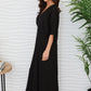 Solid Linen V-Neck Dolman Maxi Dress by Milio Milano in Black