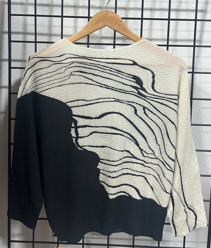 Amellia River Print Top by Wild Cosmos in Black Mix