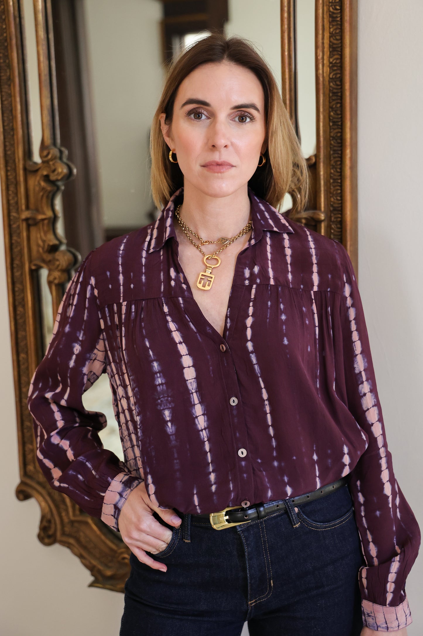 Ari Tie Dyed Blouse by Ex Voto in Fig