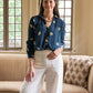 Tie Dyed Blouse by Ex Voto in Steel Blue