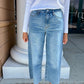 High Rise Crop Wide Leg Jeans by Oat New York in Haydee Light Wash
