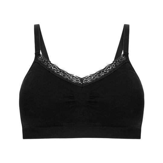 Lace Trim Bra One Size in Black by Joy Bra