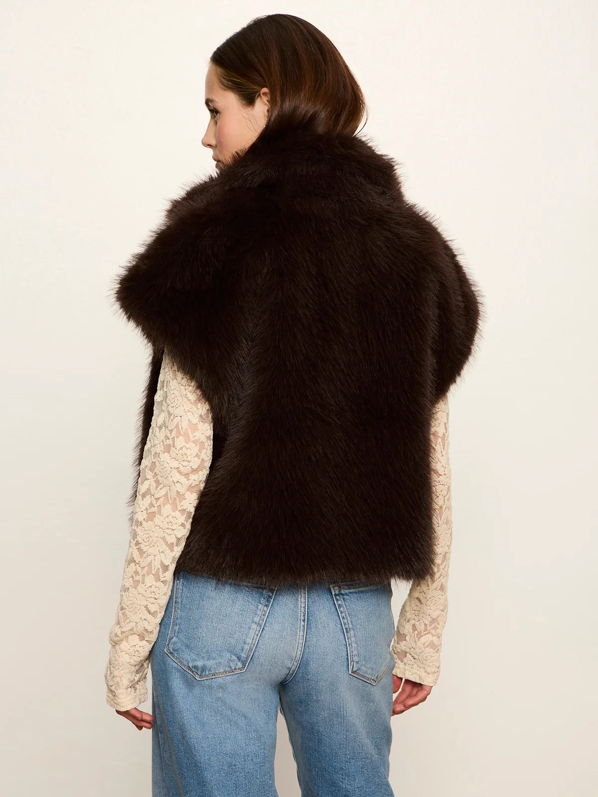 Silky Fur Vest by Sanctuary in Espresso Martini