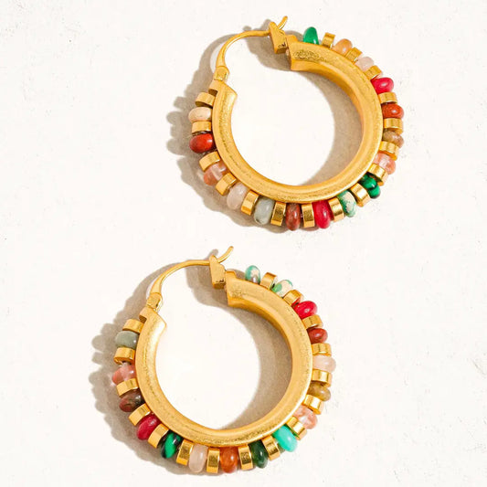 Capri 18K Gold Color Beaded Resort Hoop Earring by Flanerie by MAIQ