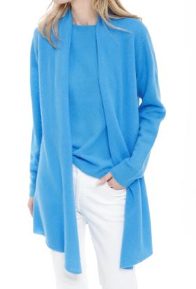 Classic Cashmere Cardigan by InCashmere in Capri Blue