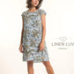 Map Print Dress by Linen Luv in Ciel