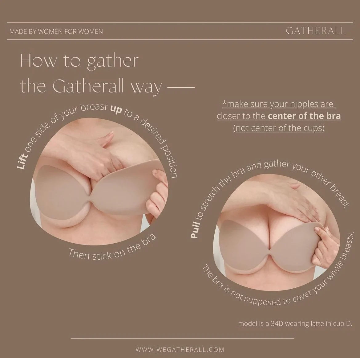 Backless Strapless Bra by Gatherall in Latte