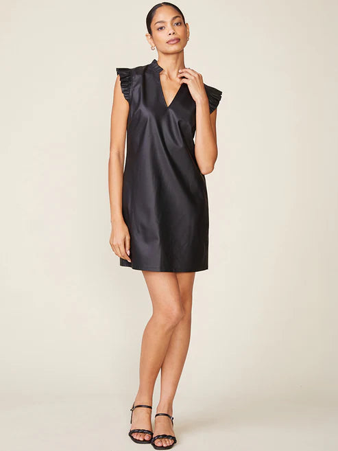 Double Flutter Sleeve Vegan Dress by ANTHEM the label in Black