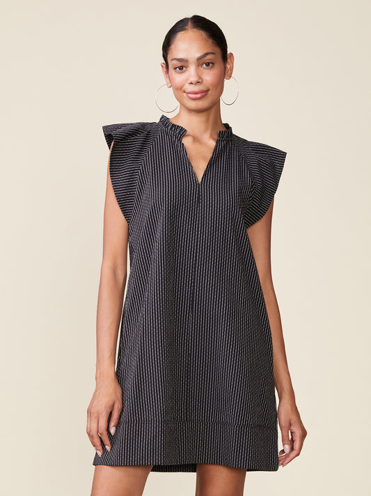 Ticket Stripe Sash Dress by ANTHEM the Label in Black/White