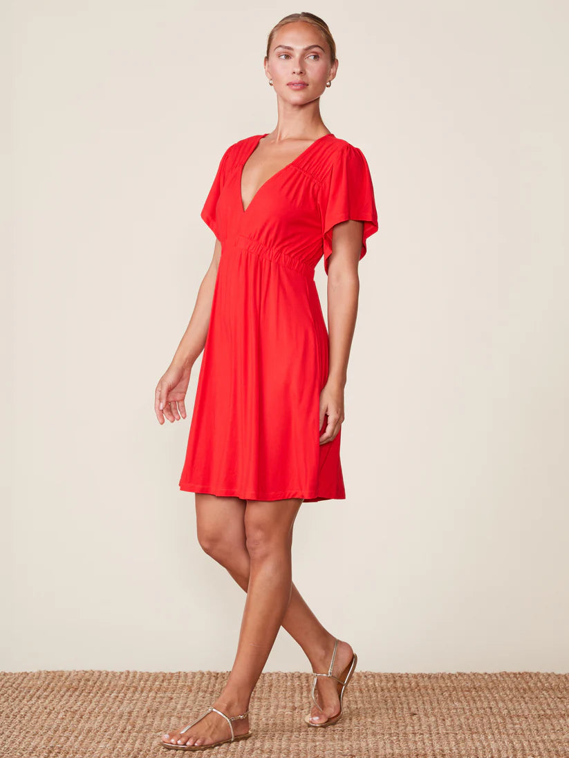 Legendary Cinched V-Neck Mini Dress by ANTHEM the label in Red