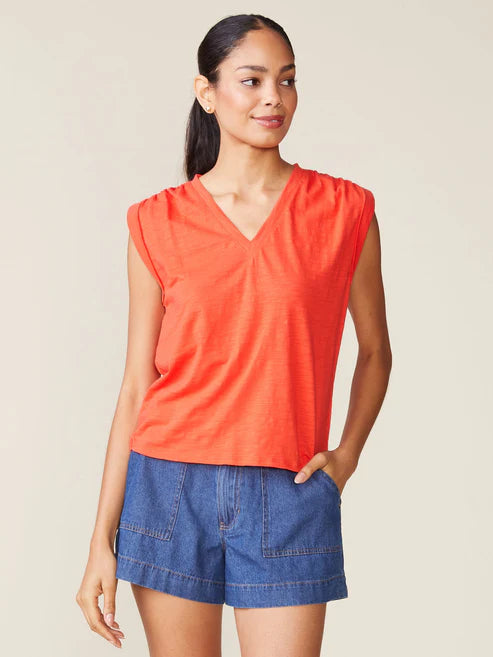Cuffed V-Neck Muscle Tank by ANTHEM the label in Red