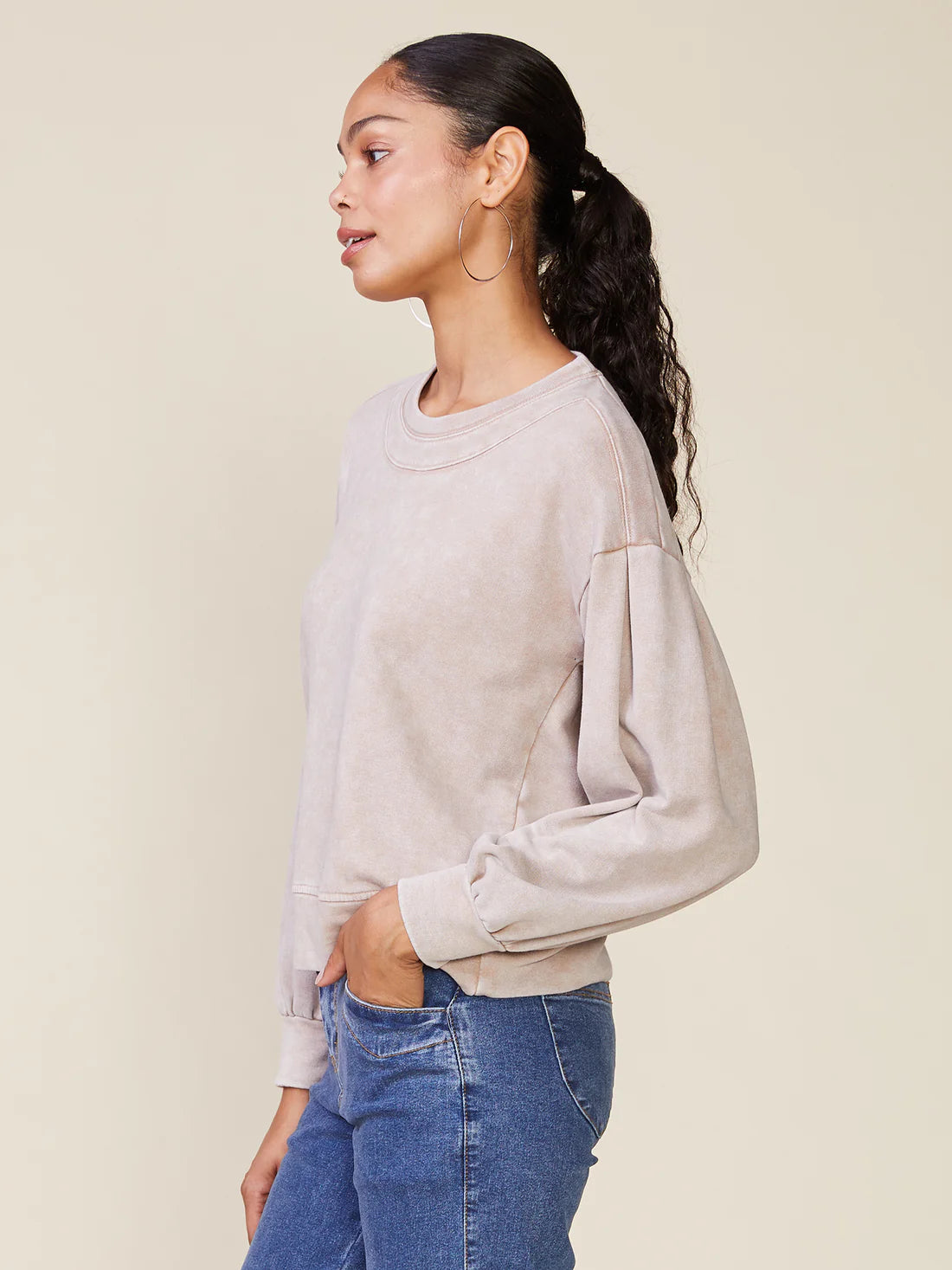Drop Shoulder Duet Pullover by ANTHEM the label in Beaver