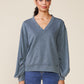 Washed Knit V-Neck Pullover by ANTHEM the label in Washed Slate