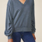 Washed Knit V-Neck Pullover by ANTHEM the label in Washed Slate