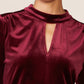 Keyhole Velvet Top by ANTHEM the label in Maroon Banner