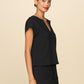Front Notch Textured Knit Tee by ANTHEM the Label in Black