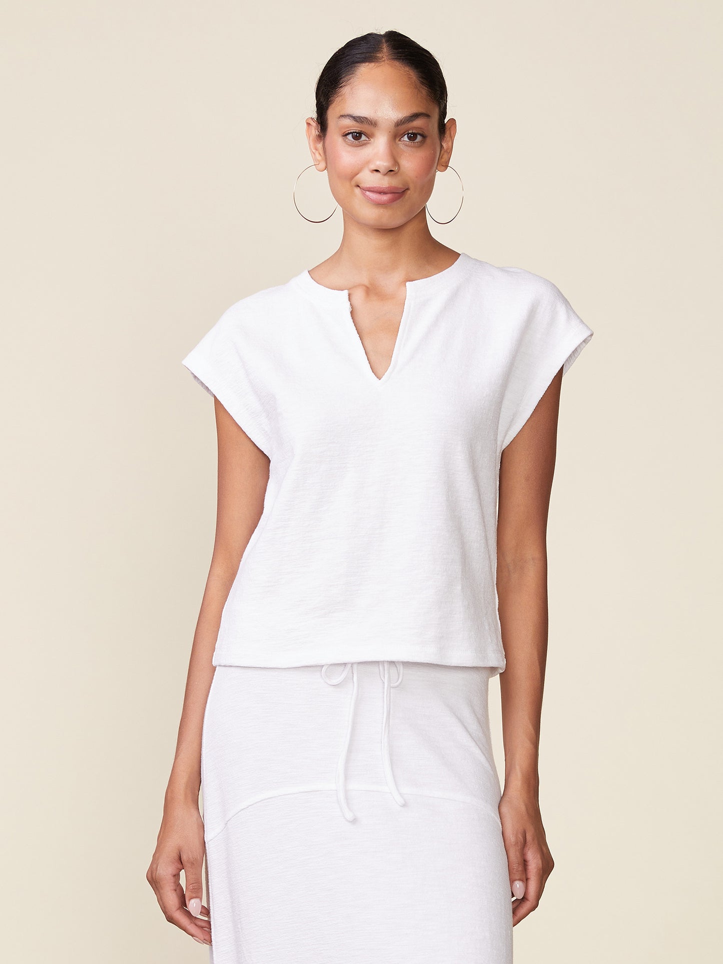 Front Notch Textured Knit Tee by ANTHEM the Label in White