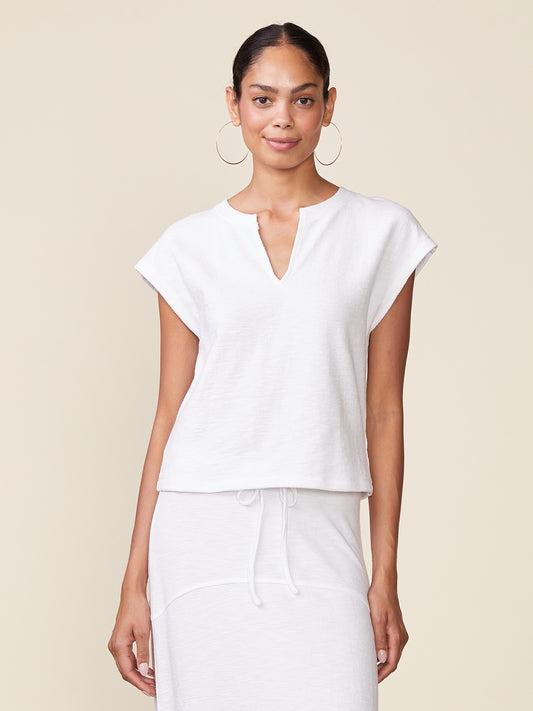 Front Notch Textured Knit Tee by ANTHEM the Label in White