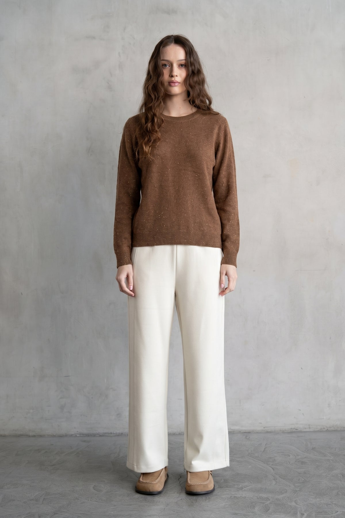 Sparkled Crew Neck L/S Sweater by elle grey in Chocolate