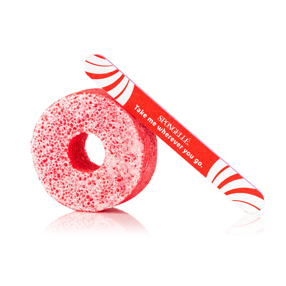 Candy Cane Holiday PediPOP Pedi Buffer and Nail File by Spongelle