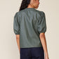 Kacey Vegan Leather Short Sleeve Top by ANTHEM the label in Agave Green
