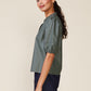 Kacey Vegan Leather Short Sleeve Top by ANTHEM the label in Agave Green