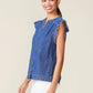 Flutter Sleeve Raw Edge Denim Tee by ANTHEM the label in Indigo