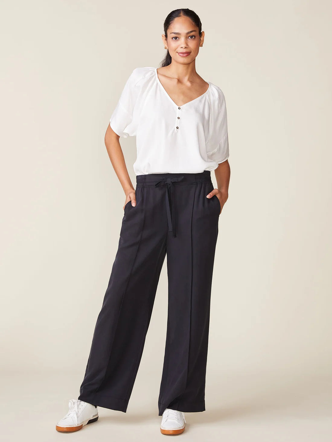 Seamed front Tencel Pant by ANTHEM the label in Black