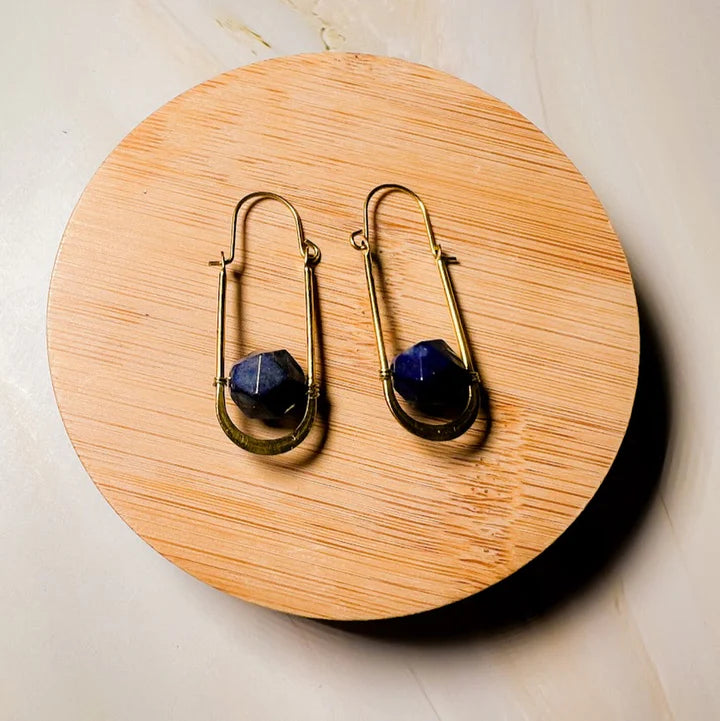 Abacus Oval Earring by Santore Jewelry in Lapis Lazuli