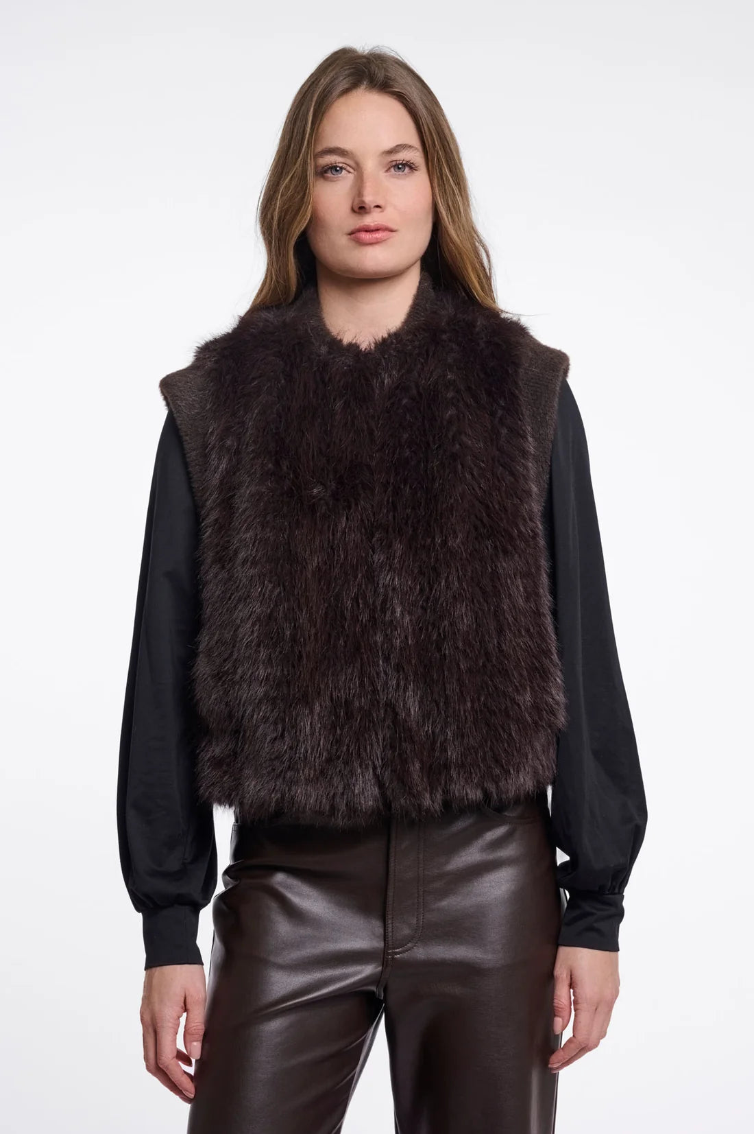 Alvita Faux Fur Vest by Rino & Pelle in Peated