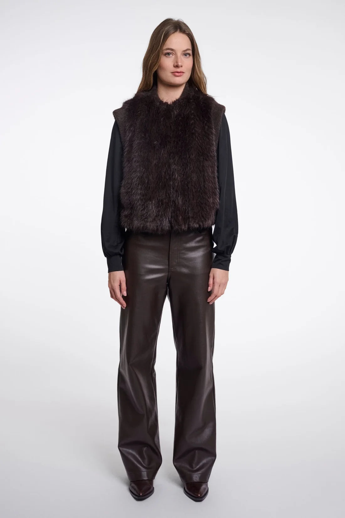 Alvita Faux Fur Vest by Rino & Pelle in Peated