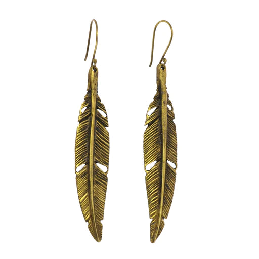 Feather Earrings by HomArt in Penna Brass