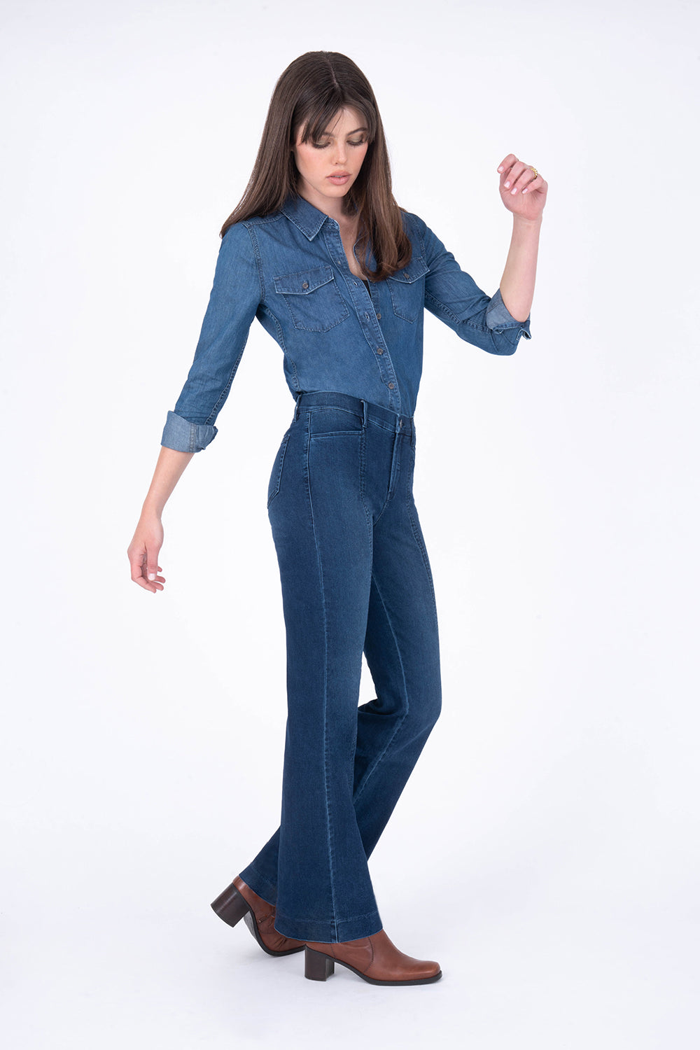 Carolyn Seam Trouser by Level 99 in Perfect Indigo