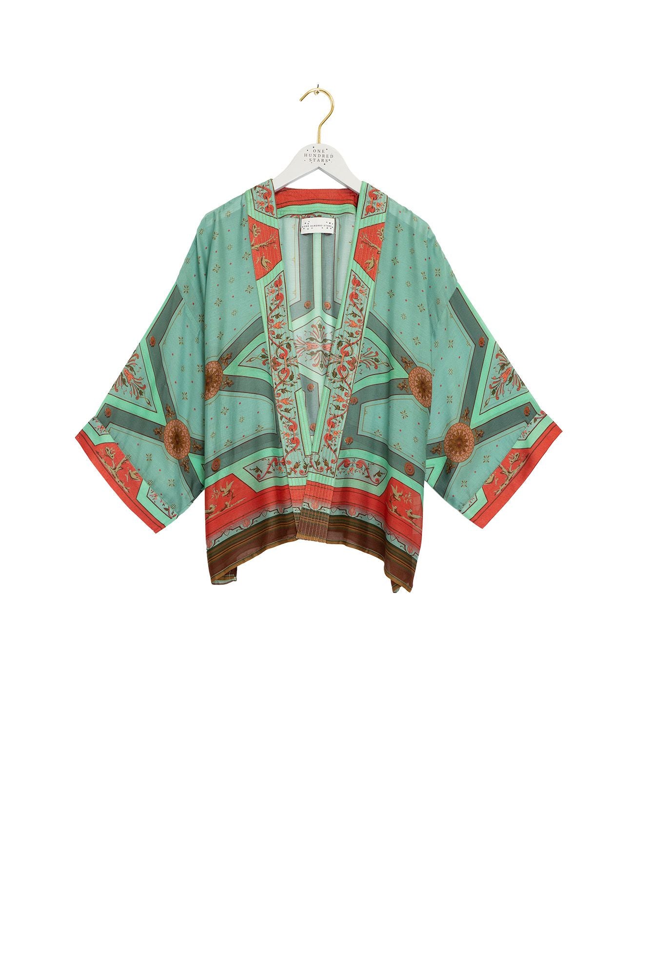 Fleur De Lys Kimono by One Hundred Stars in Aqua