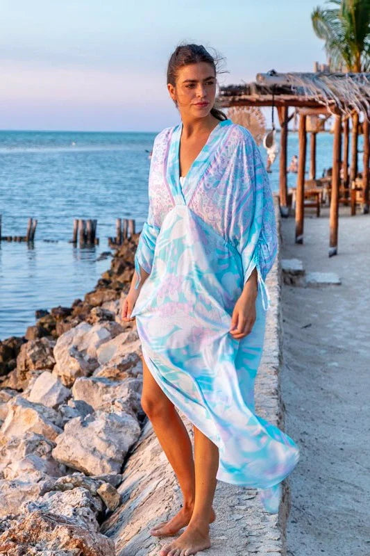 Ingrid Ruched Maxi Dress by Bali Prema in Antigua Sea Foam