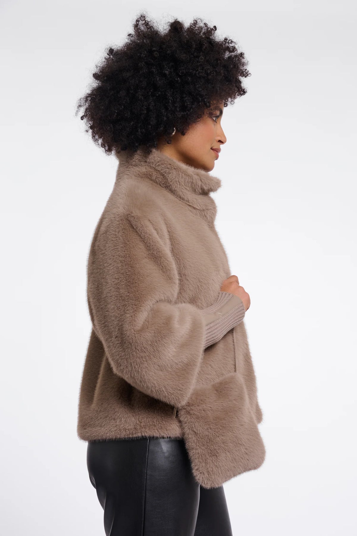 Blees Faux Fur Bag by Rino & Pelle in Mocha Latte
