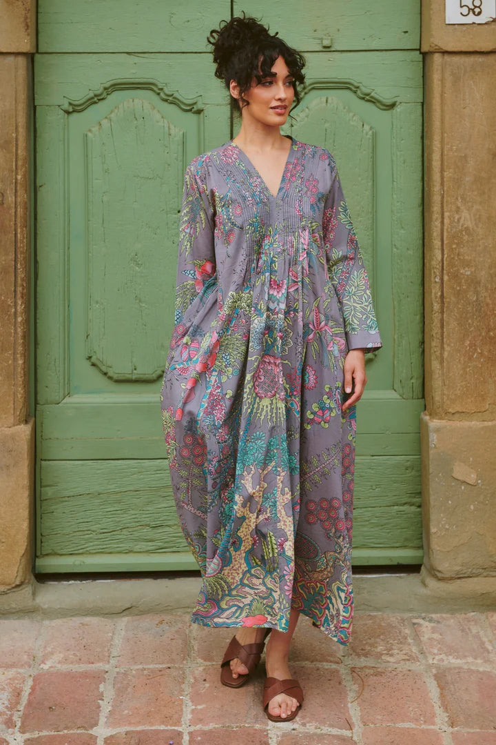 Boho Garden Grey Pinch Dress by One Hundred Stars